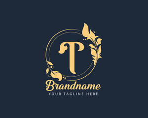Luxury Initial Letter alphabet T Logo , Awesome Logo Design Template For Beauty Perfume Hotel Spa And more Fully Editable Vector EPS