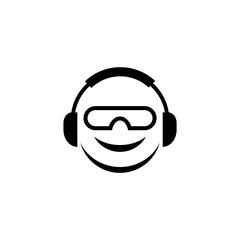 DJ head isolated icon on a white background.
