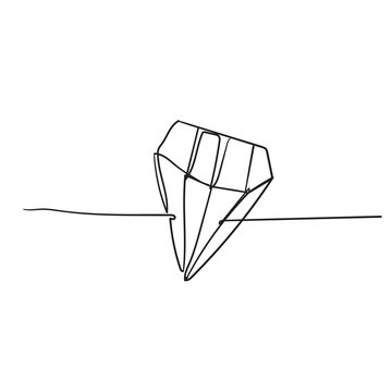 doodle diamond with continuous line style vector