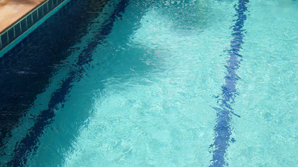 Blue water in swim pool.