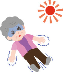 高齢女性　熱中症　Ⅲ度　イラスト