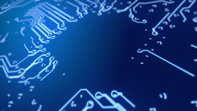Microchip forming and lines growing and glowing