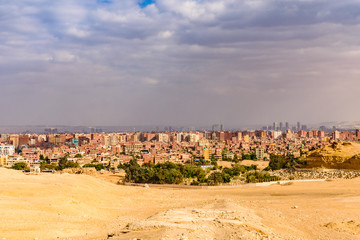 Fototapeta na wymiar View on Cairo city from the Giza plateau