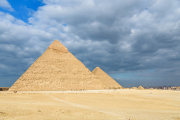 The great pyramids in Giza plateau. Cairo, Egypt