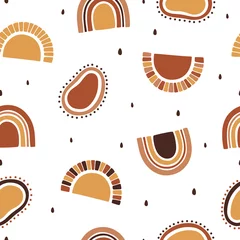 Printed roller blinds Brown graphic abstract elements, seamless pattern