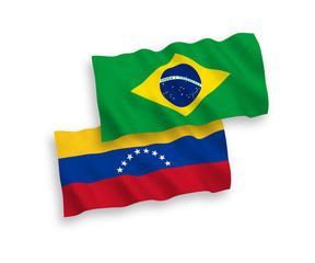 Flags of Venezuela and Brazil on a white background