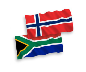 Flags of Norway and Republic of South Africa on a white background