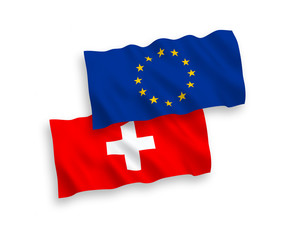 Flags of European Union and Switzerland on a white background