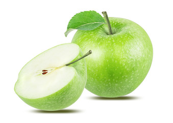 Fresh green apple isolated on white background with clipping path