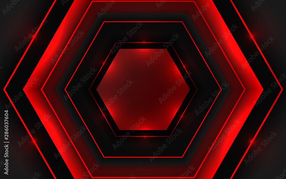 Aufkleber abstract black structure a combination red color and hexagon pattern texture. luxury technology conc