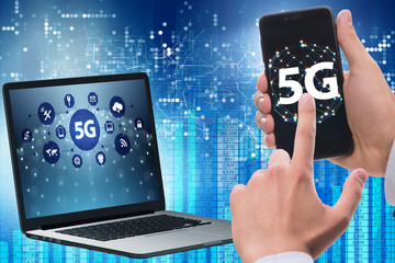 5G mobile technology concept - high internet speed