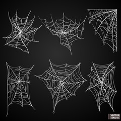 Set of scary spider web. Design elements for Halloween