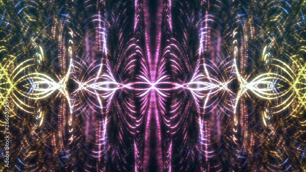 Poster abstract line digital particles flow. technology background concept