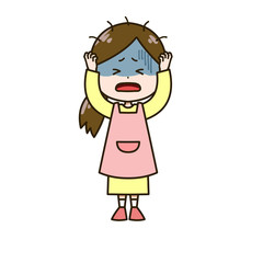 頭を抱える女性　ポーズ　イラスト