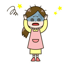 めまい　女性　ポーズ　イラスト