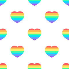 rainbow heart, seamless pattern, vector illustration.