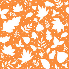 Seamless inverse leaves autumn pattern 