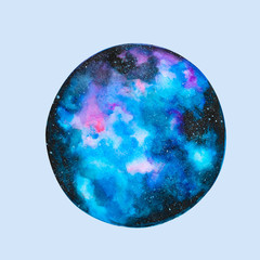 watercolor isolated illustration of circle cosmic element