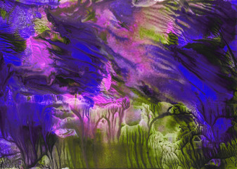 Abstract background, hand-painted texture, watercolor painting, splashes, drops of paint, paint smears. Design for backgrounds, wallpapers, covers and packaging
