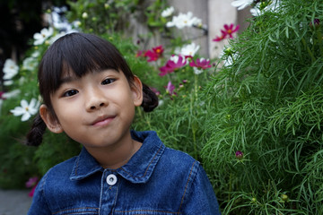 Portrait Asian cute little girl smiling happy
