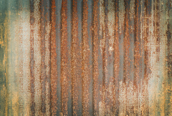 Old zinc wall texture background, rusty on galvanized metal panel sheeting.