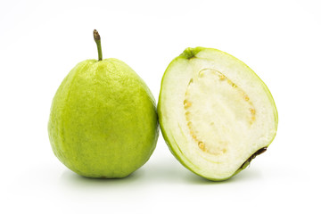 Fresh white sliced guava isolated on white background