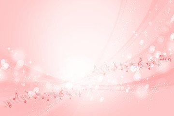 音符とピンクの曲線（抽象的）　　　