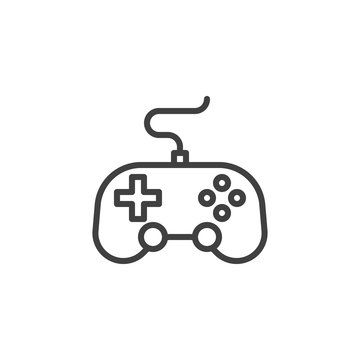 Video game controller line icon. linear style sign for mobile concept and web design. Game console joystick, gamepad outline vector icon. Symbol, logo illustration. Vector graphics