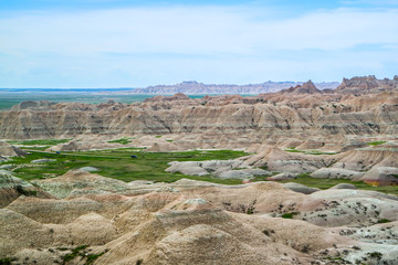 Rocky landscape of the beautiful Badlands National Park, South Dakota