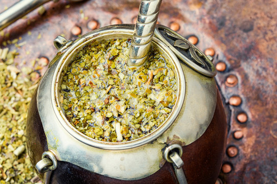 Yerba Mate Tea In A Calabash Gourd