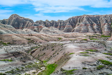 Rocky landscape of the beautiful Badlands National Park, South Dakota