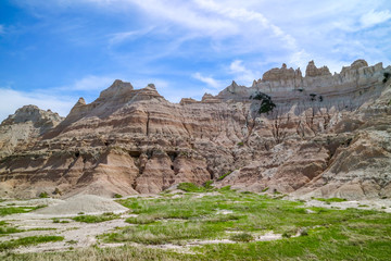 Rocky landscape of the beautiful Badlands National Park, South Dakota