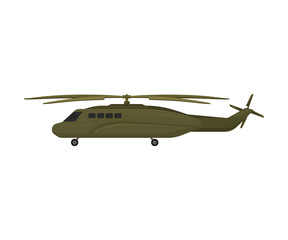 Long military helicopter. Vector illustration on a white background.