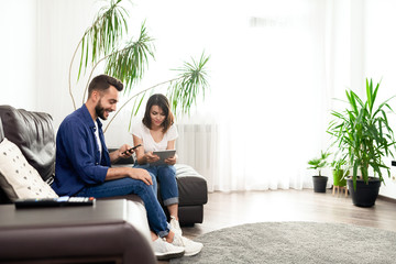 Fototapeta premium Using devices instead of communication