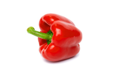 Red sweet bell pepper isolated on white background