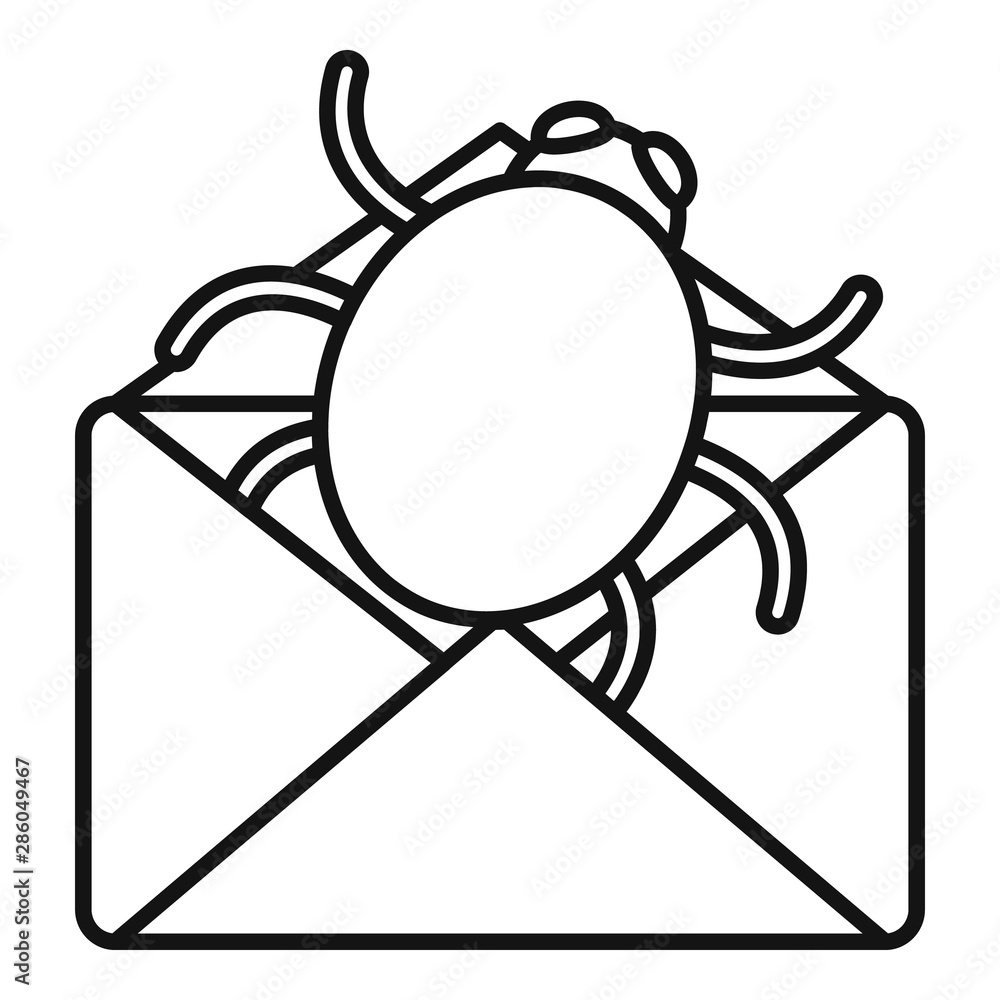 Poster mail bug icon. outline mail bug vector icon for web design isolated on white background