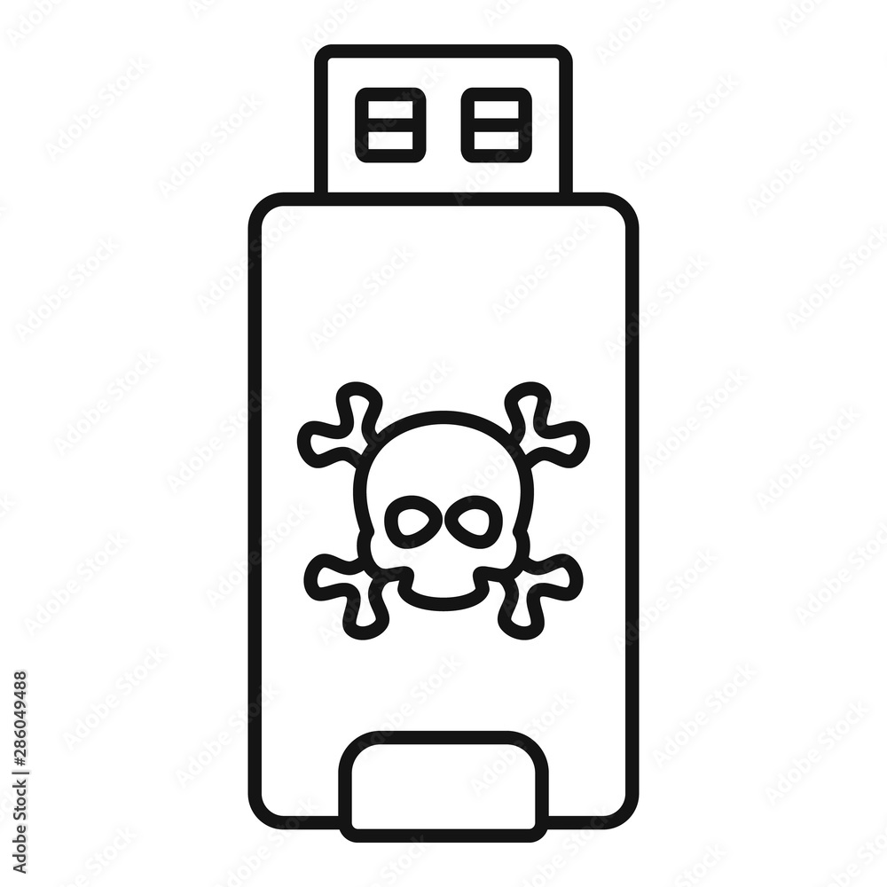 Poster virus usb flash icon. outline virus usb flash vector icon for web design isolated on white backgroun