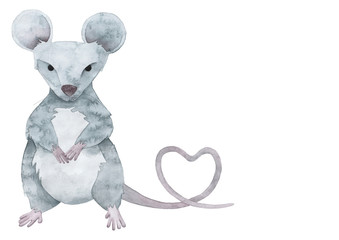 mouse rat symbol of the year watercolor