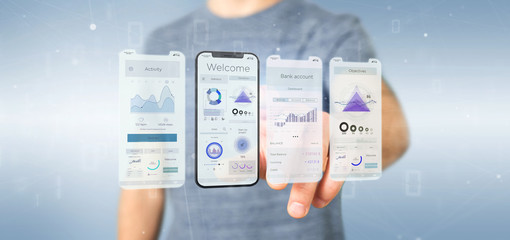 Application interface UI on a smartphone - 3d rendering