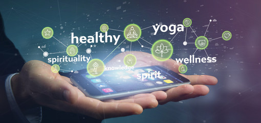 Conscious head icon on a color background