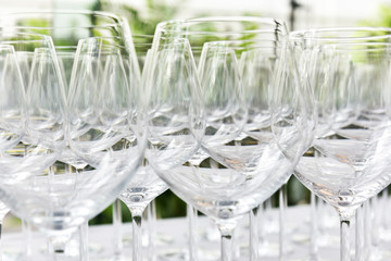Empty wine glass prepare for serving in event
