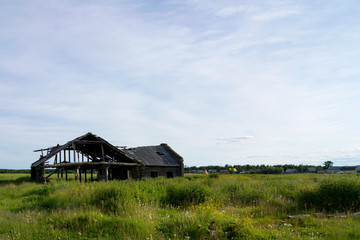 old abandoned farm on the edge of the village