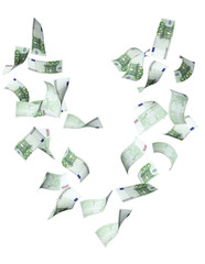 Flying banknotes of euro