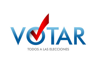 Voting Symbols vector design. The word vote is written in Spanish. layout Elections icons. check marks. Vote, poll sign.