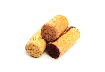 Wine corks isolated on white background .