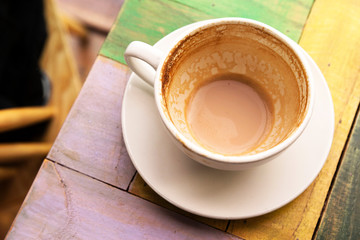 Empty cup of coffee after drunk