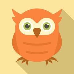 Happy owl icon. Flat illustration of happy owl vector icon for web design