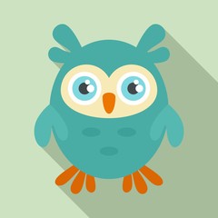 Comic owl icon. Flat illustration of comic owl vector icon for web design