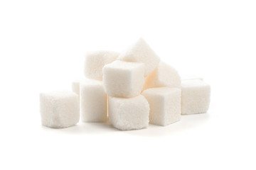 .Sugar cubes on white background isolated - Image