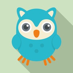 Cute kid owl icon. Flat illustration of cute kid owl vector icon for web design